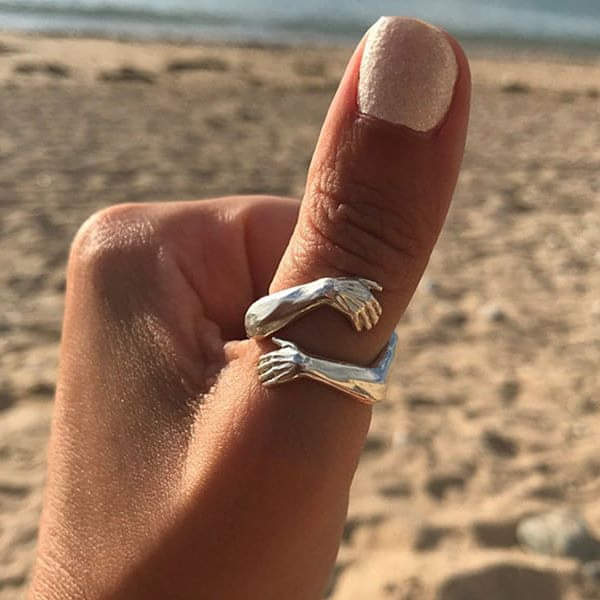 Minimalist Silver Cuddle Band Ring