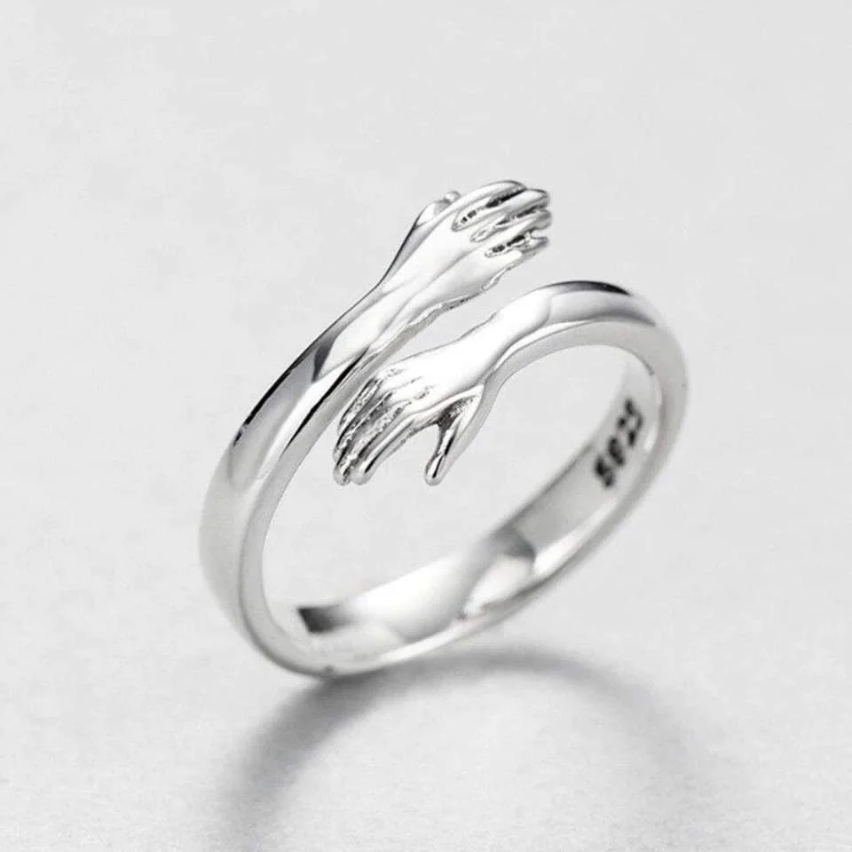 Minimalist Silver Cuddle Band Ring - Image 3