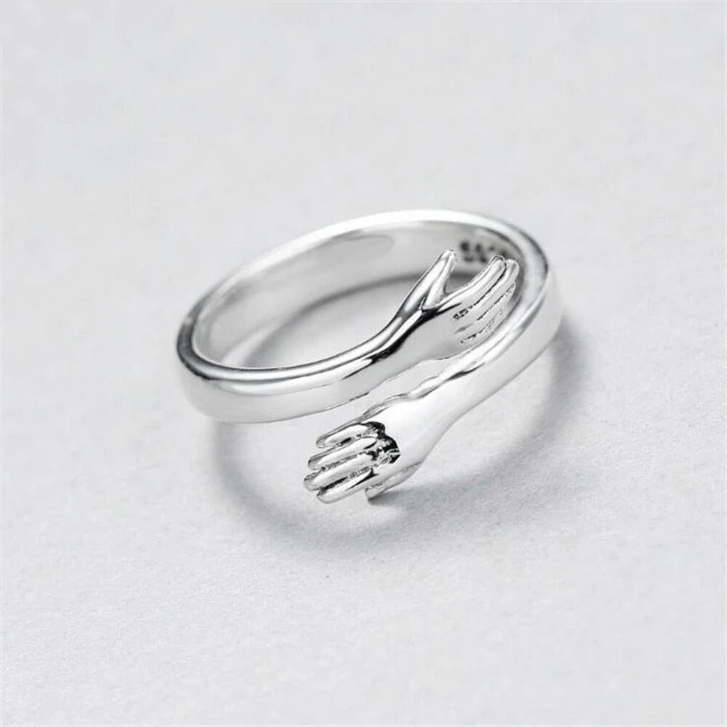 Minimalist Silver Cuddle Band Ring - Image 6