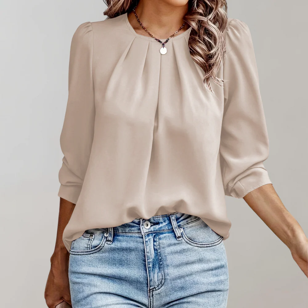 Minty Puff Sleeve Pleated Blouse - Image 2
