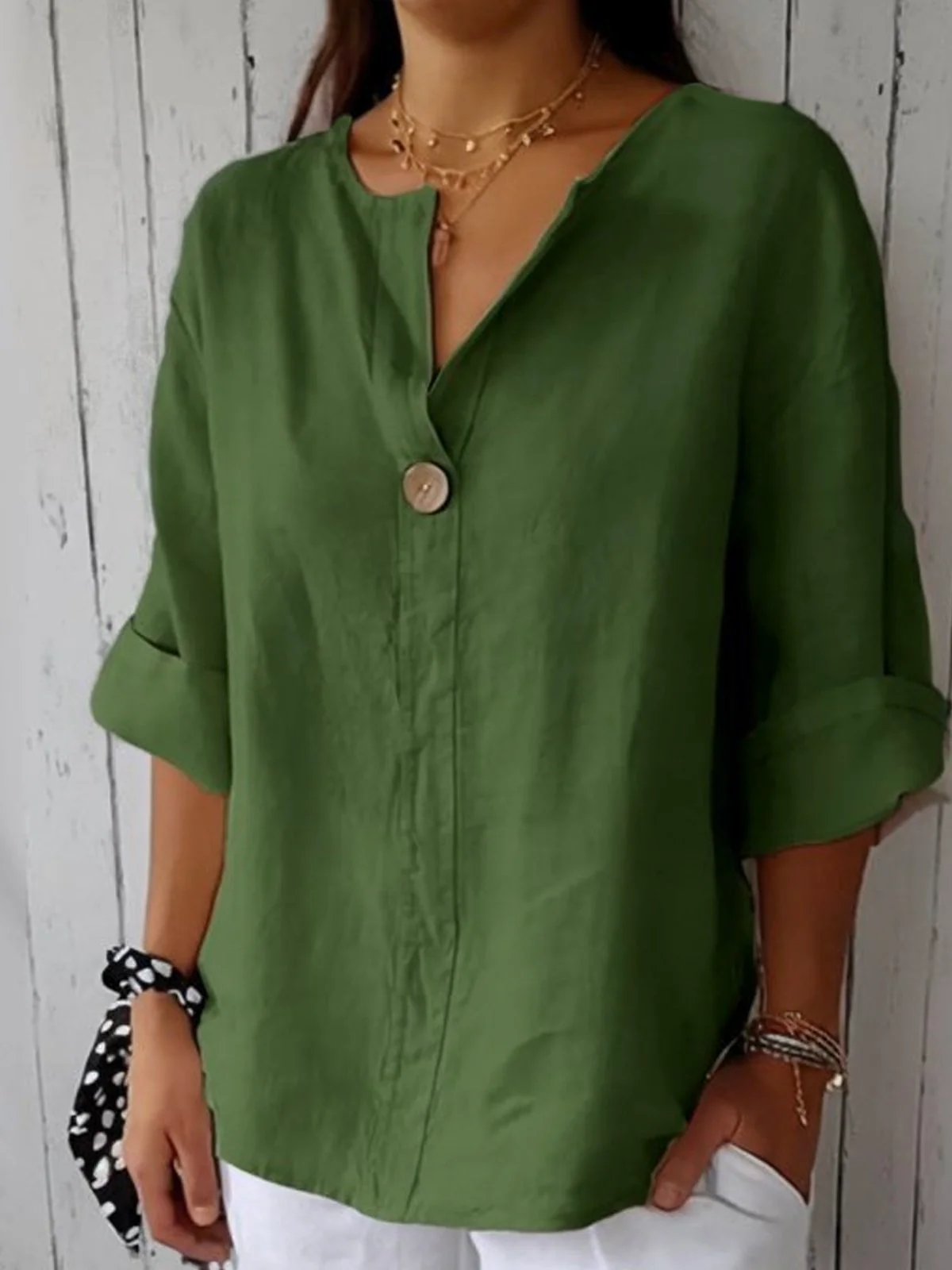 Modern Fit Casual V Neck Blouse - Image 13
