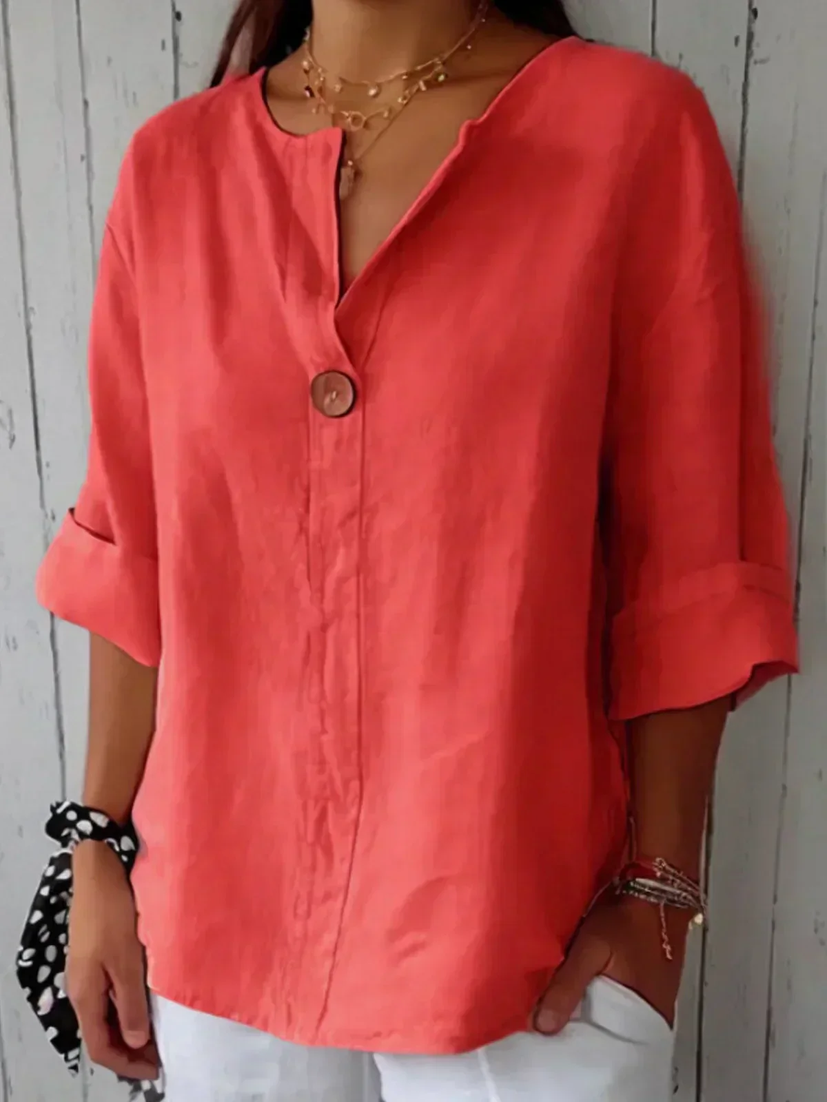 Modern Fit Casual V Neck Blouse - Image 15