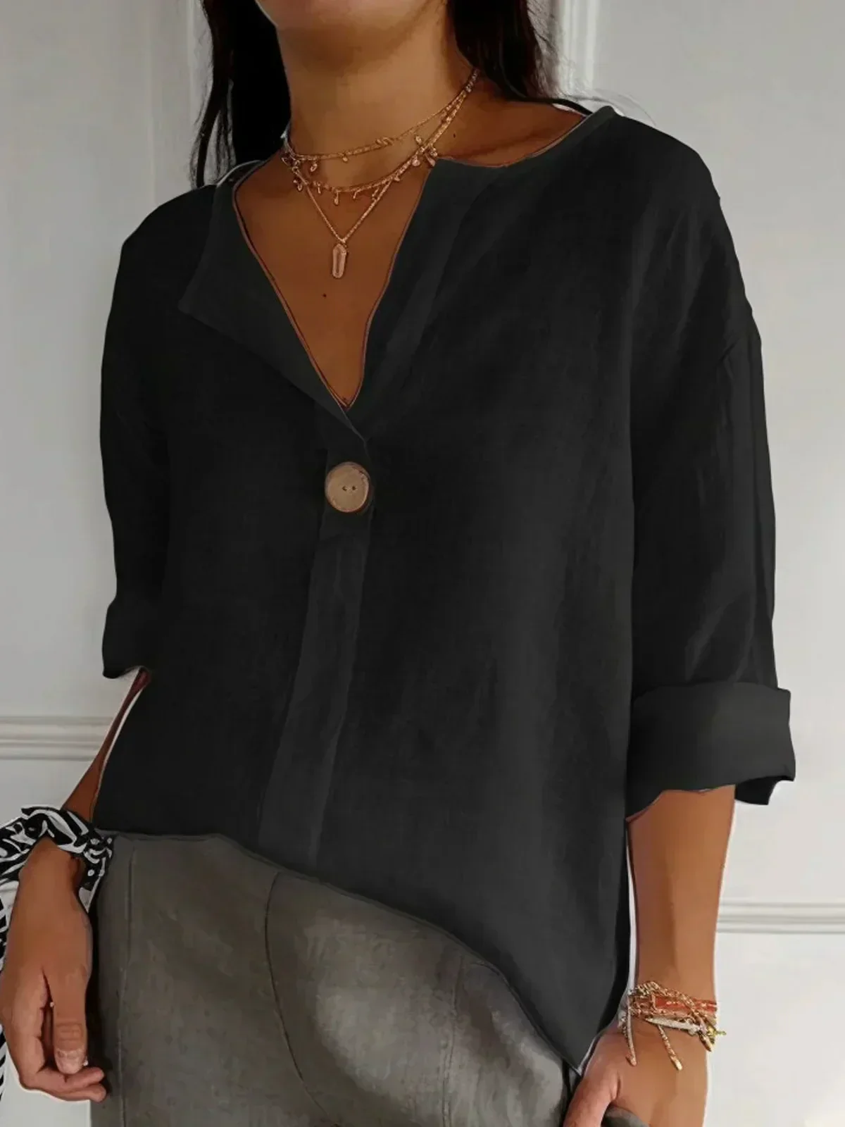 Modern Fit Casual V Neck Blouse - Image 6