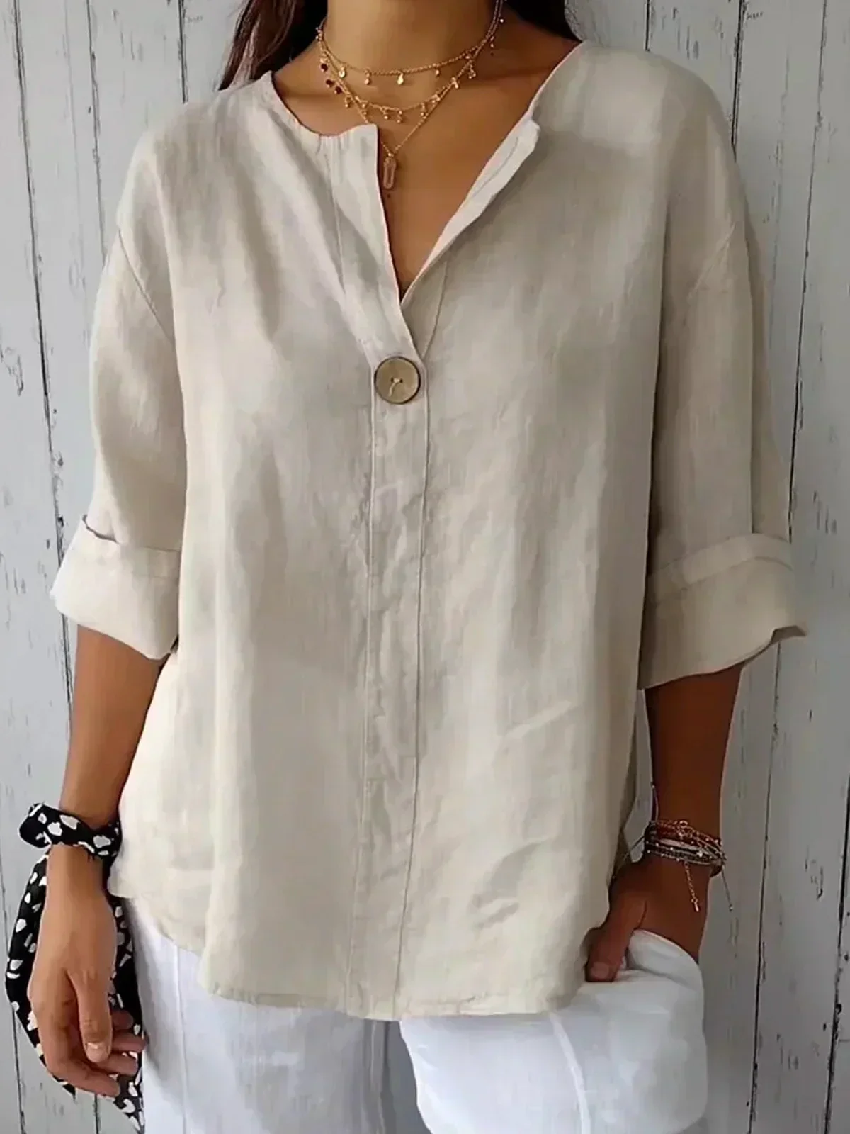 Modern Fit Casual V Neck Blouse - Image 8