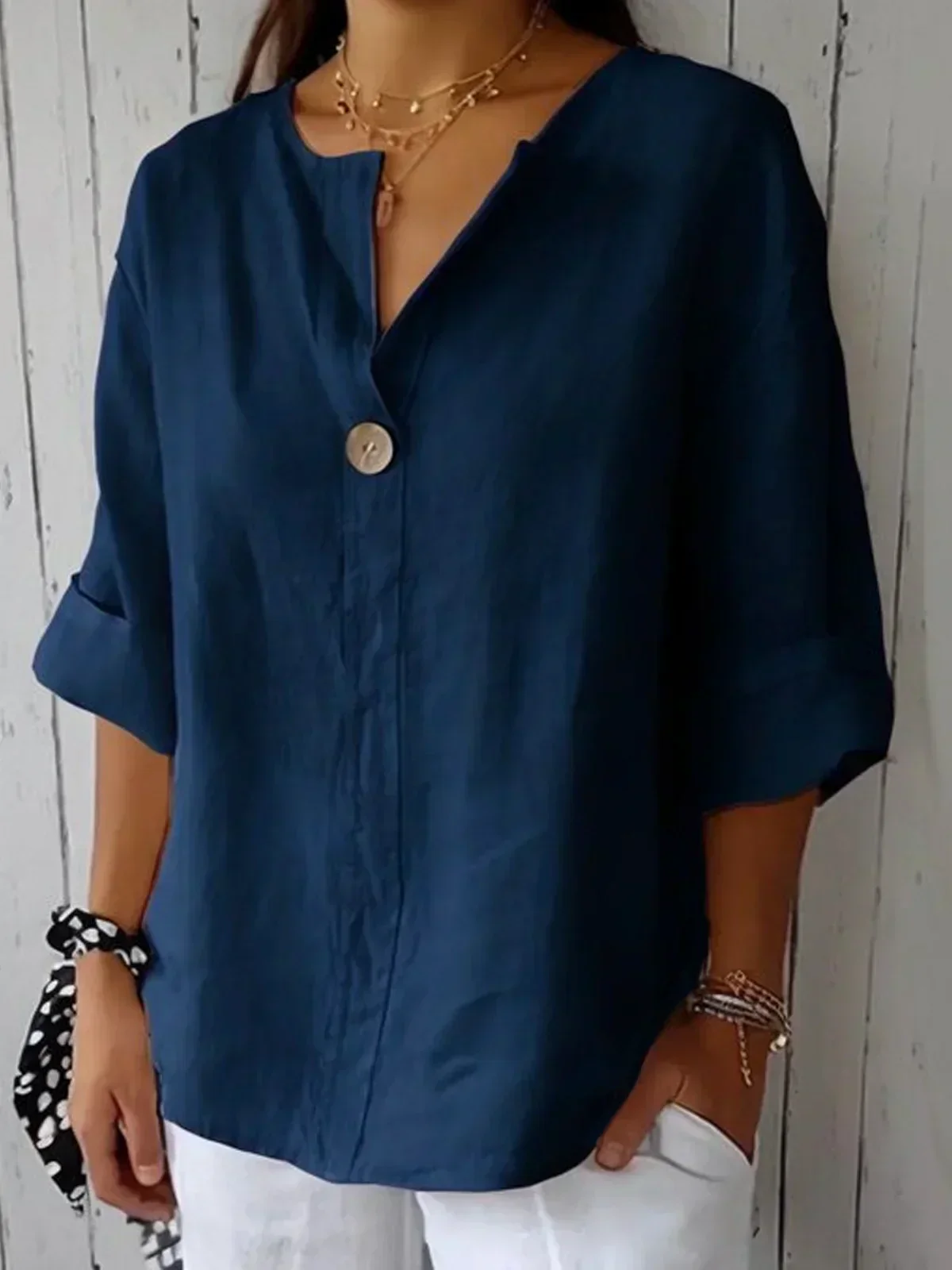 Modern Fit Casual V Neck Blouse - Image 9