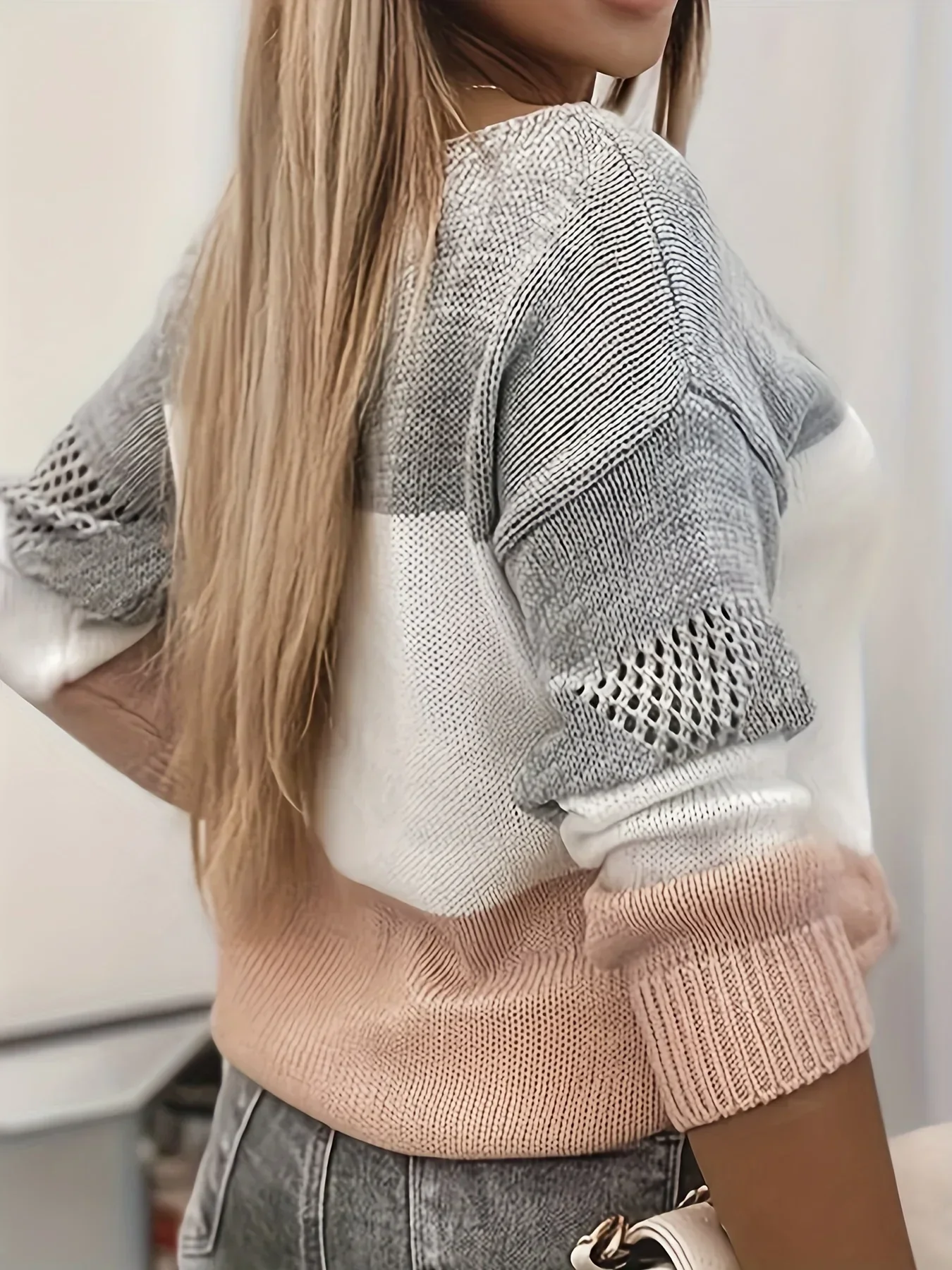 Modern Knit Sweater with Cut-Outs - Image 3