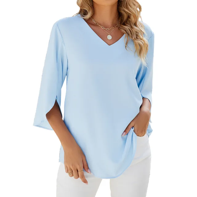 Modern V Neck Blouse Design - Image 2