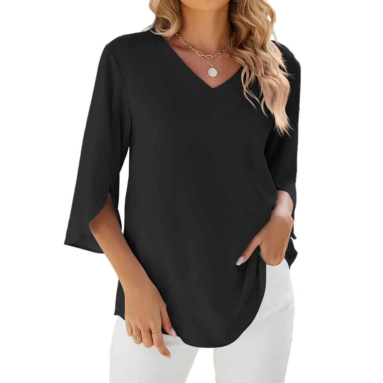 Modern V Neck Blouse Design - Image 4