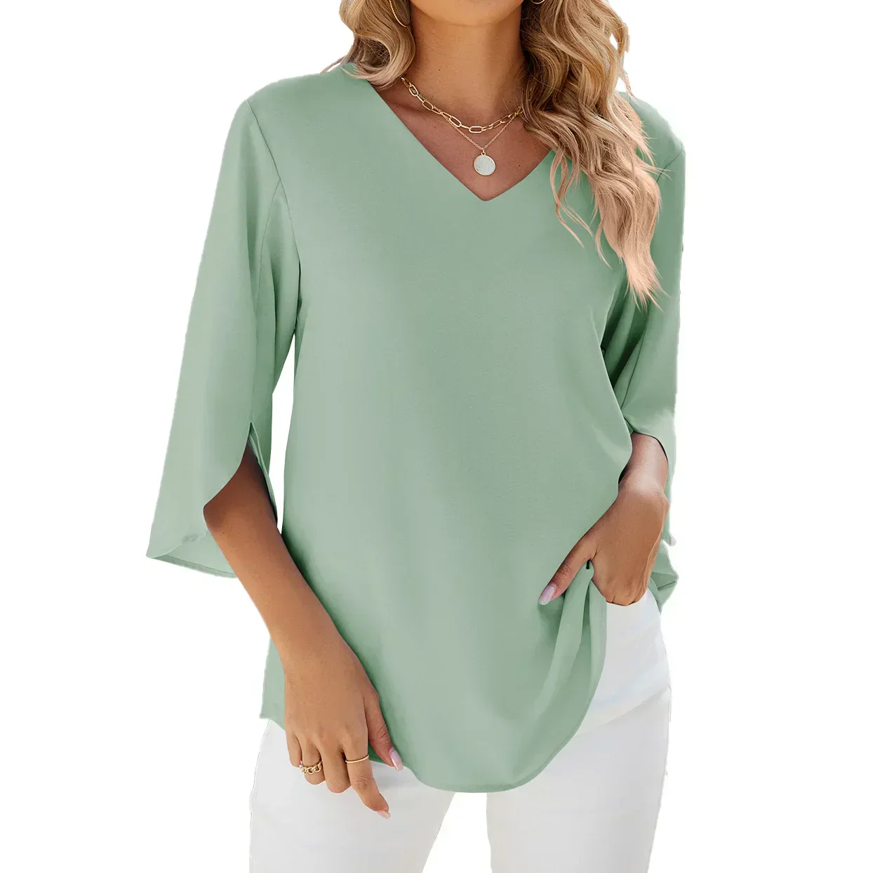 Modern V Neck Blouse Design - Image 6