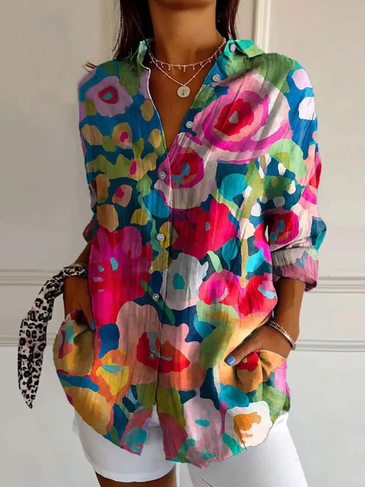 Muted Floral Blouse with Light Fit