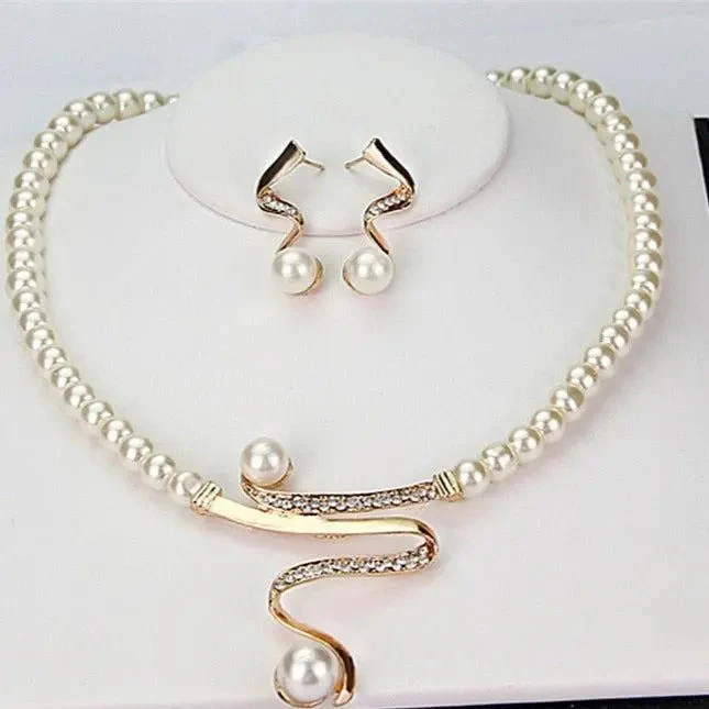 Natural Pearl Necklace + Earring Set - Image 2