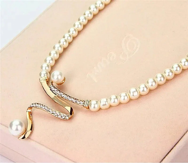 Natural Pearl Necklace + Earring Set - Image 8