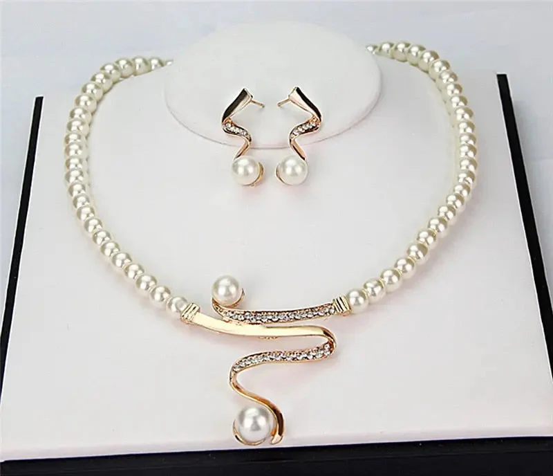 Natural Pearl Necklace + Earrings Set - Image 3