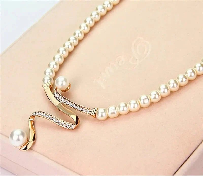 Natural Pearl Necklace + Earrings Set - Image 5