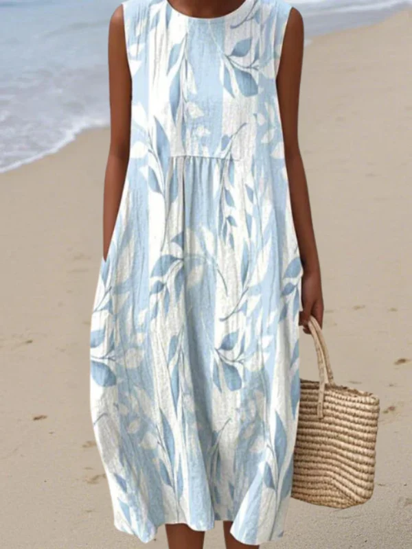 Nature Inspired Leafy Midi Dress
