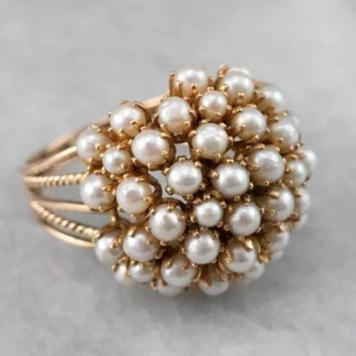 Nature-Inspired Vintage Pearl Ring