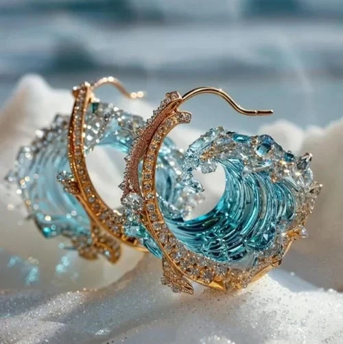 Ocean Inspired Wave Earrings - Image 2