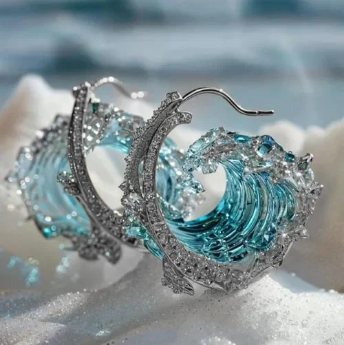 Ocean Inspired Wave Earrings - Image 3