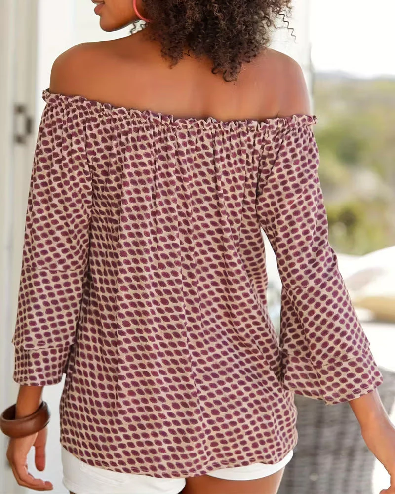 Off Shoulder Polka Dot Blouse - Image 2