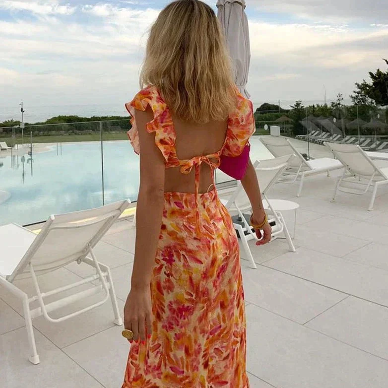 Orange Summer Dress With Ruffles - Image 3