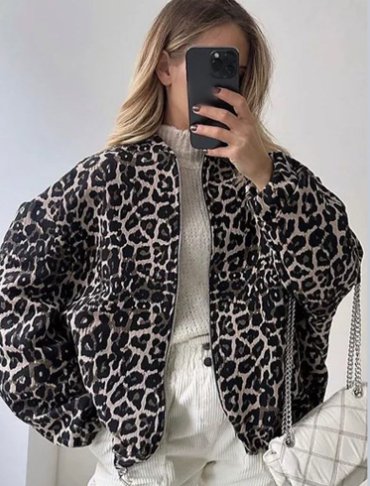 Oversized Leather Bomber Jacket - Image 10