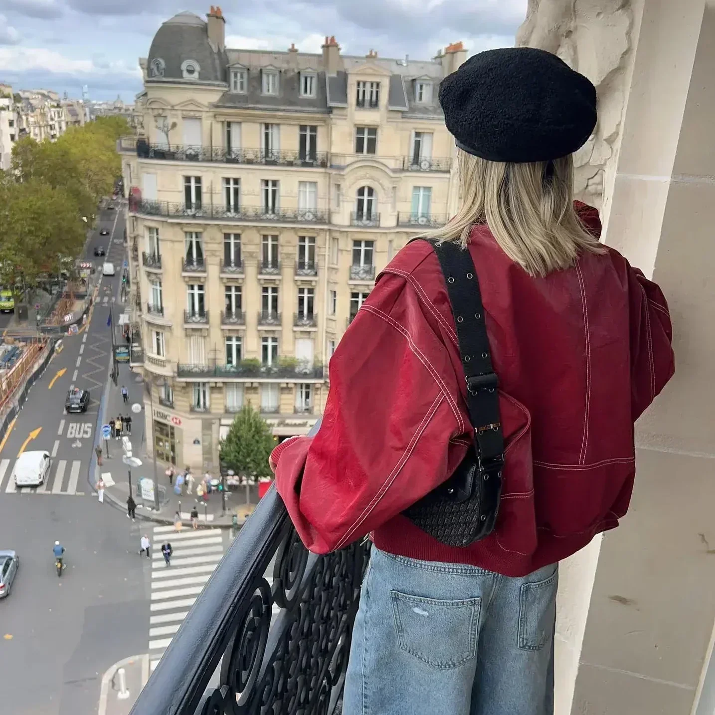 Oversized Leather Bomber Jacket - Image 16