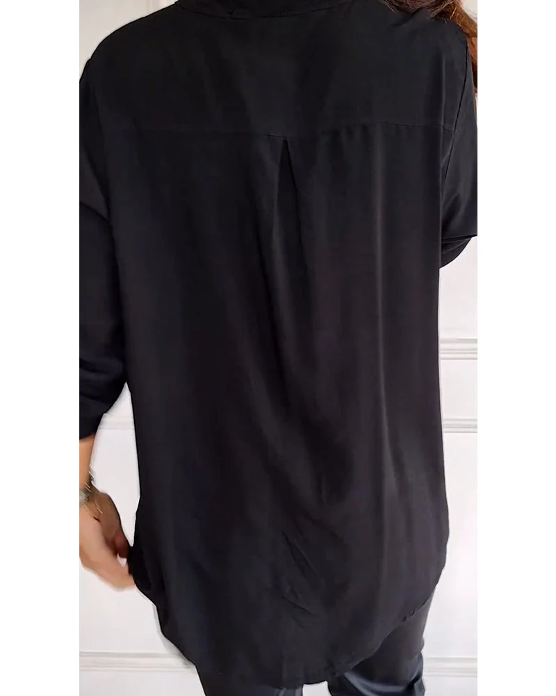 Paneled sequin button casual top - Image 20