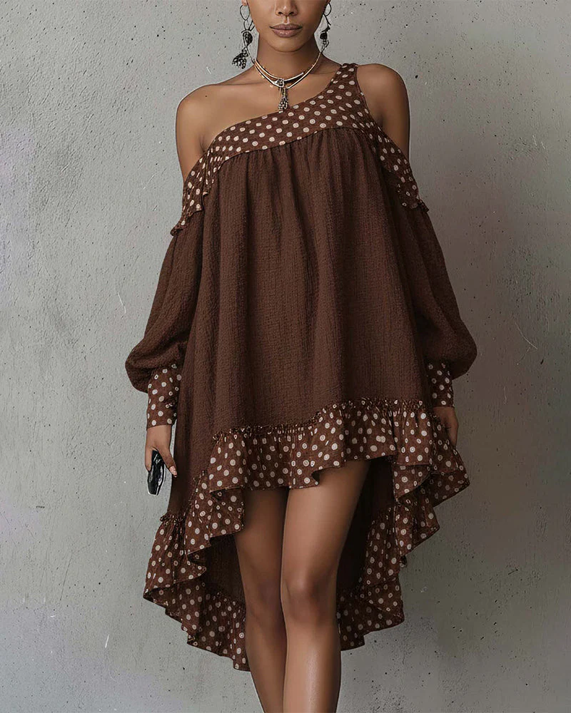 Patchwork One Shoulder Irregular Dress