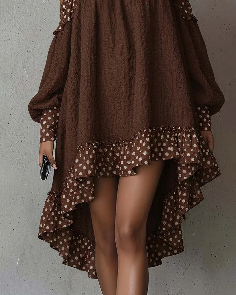 Patchwork One Shoulder Irregular Dress - Image 3