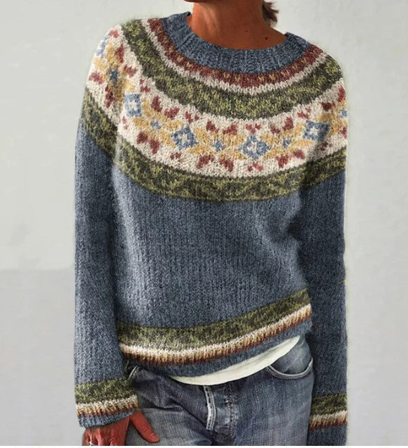 Patterned Knitwear Retro Sweater - Image 7