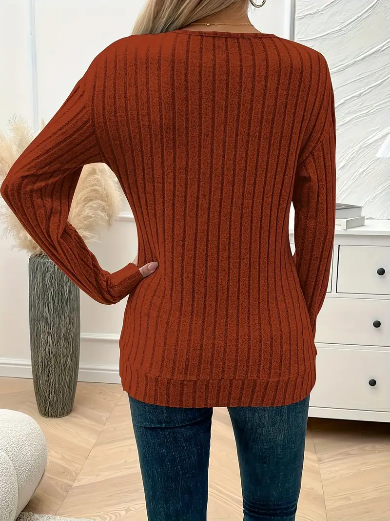 Pit Strip V-Neck Long Sleeve Sweater - Image 29