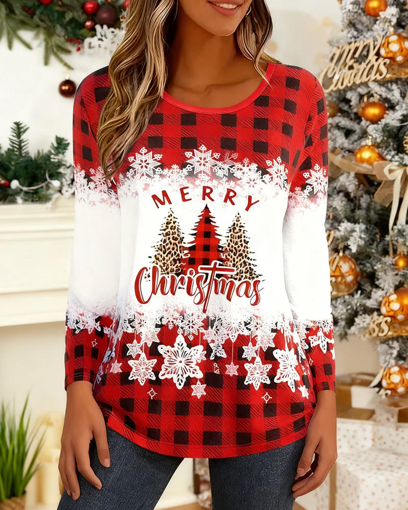 Plaid Christmas Print Top - Image 4