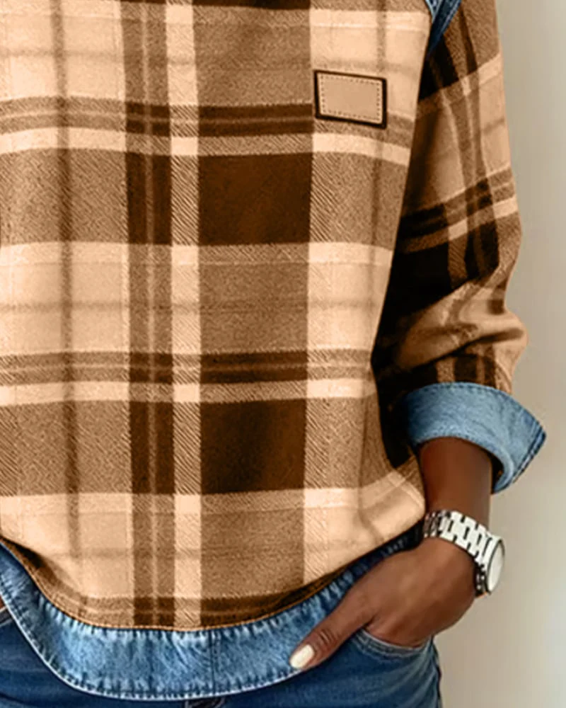 Plaid Patchwork Fashion Sweatshirt - Image 23