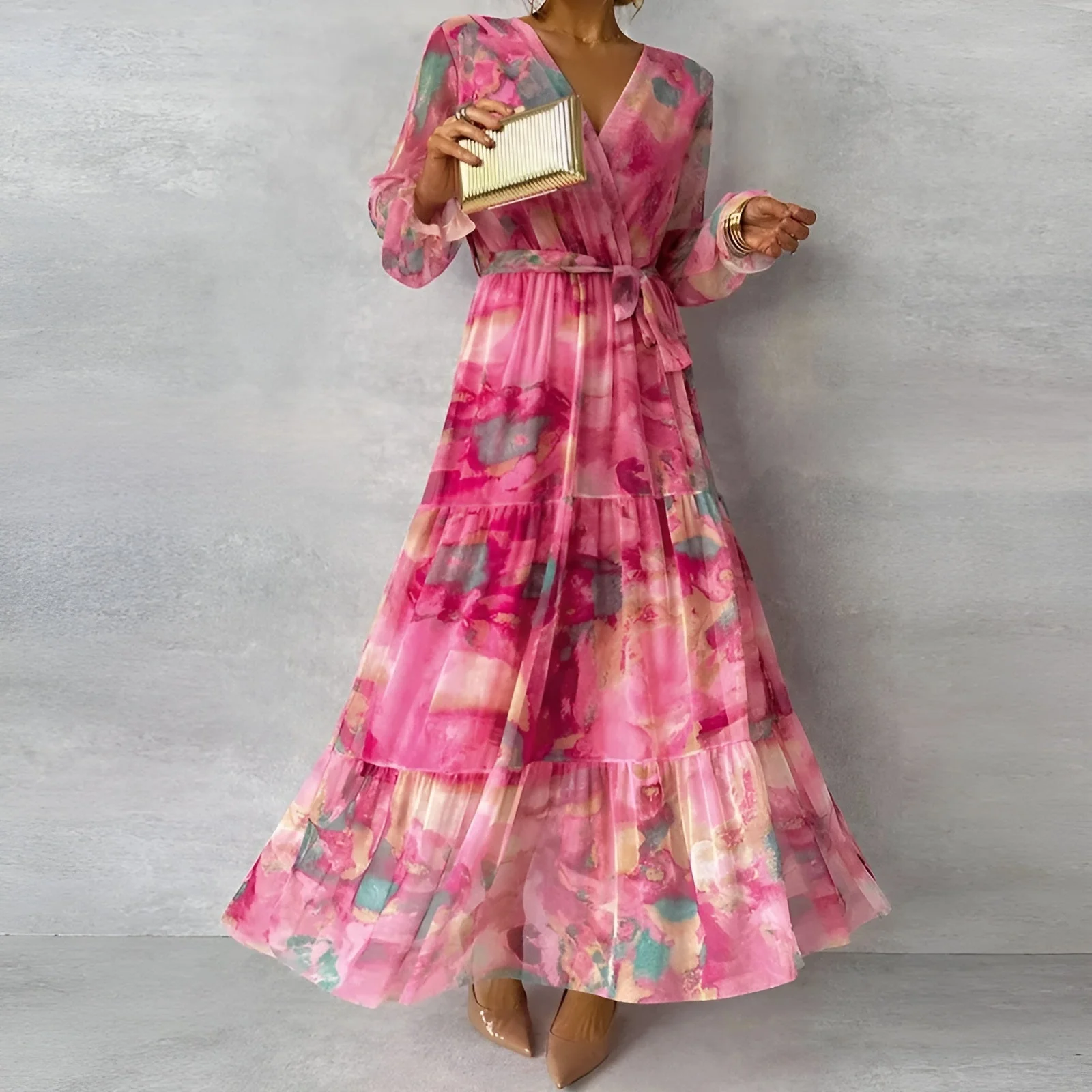 High Waist Pleated A-Line Dress - Image 2