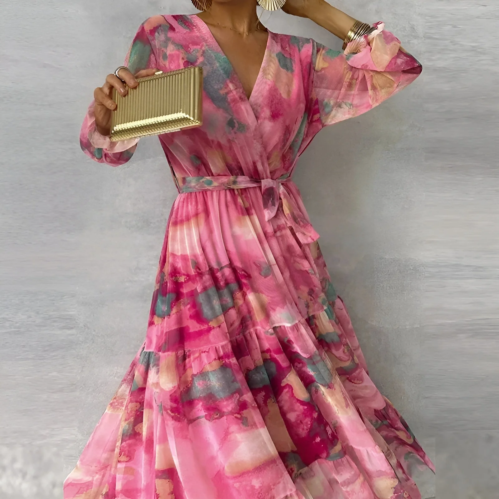 High Waist Pleated A-Line Dress - Image 3