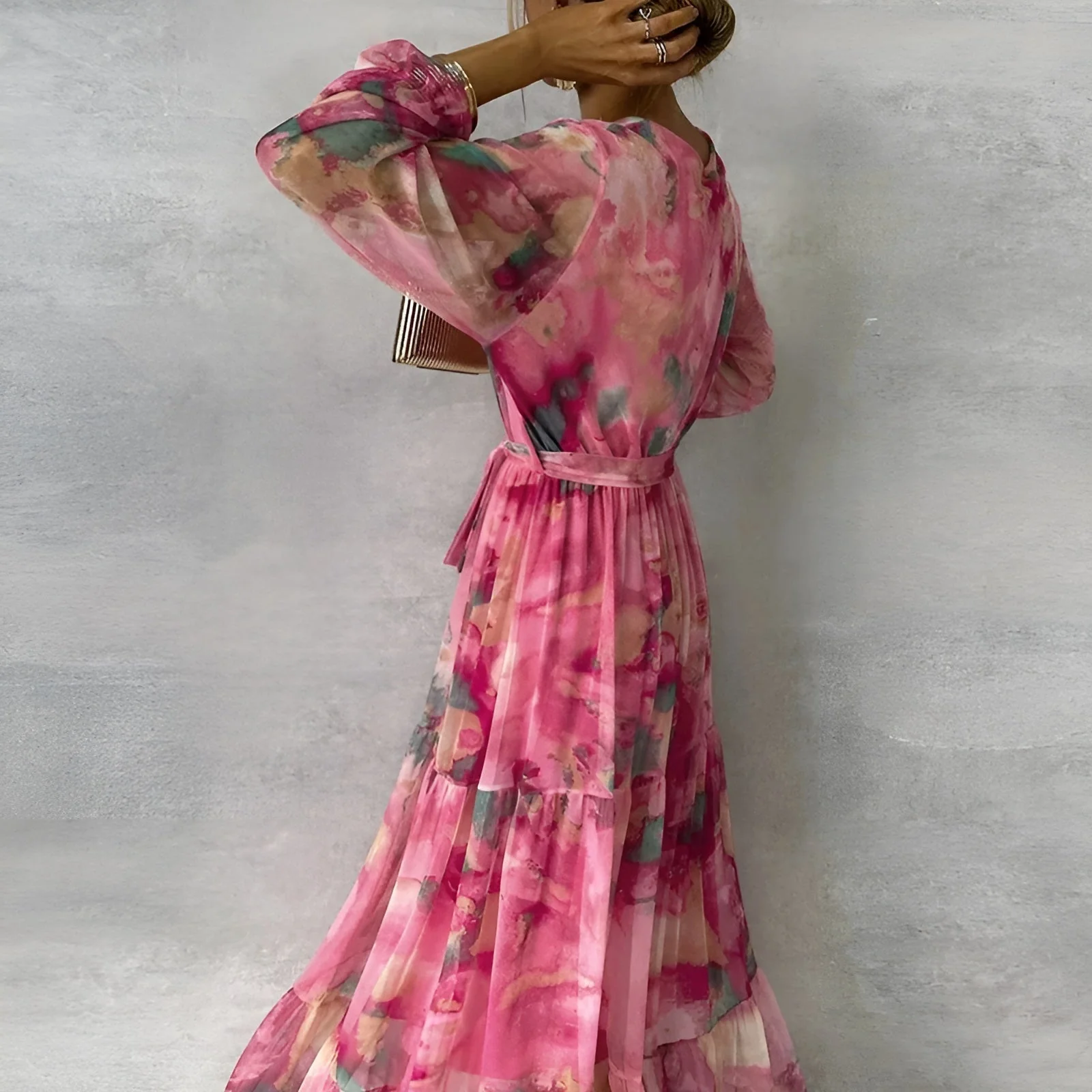 High Waist Pleated A-Line Dress - Image 5