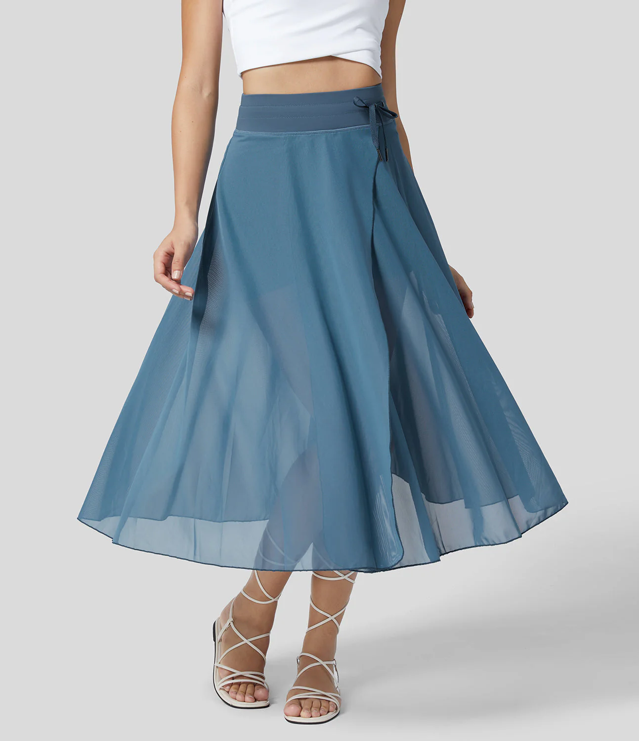 Flowy Pleated A-Line Midi Skirt - Image 13