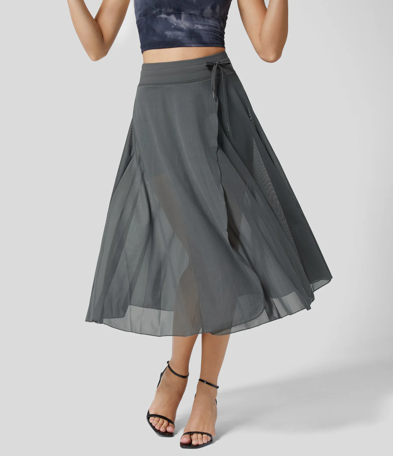 Flowy Pleated A-Line Midi Skirt - Image 26