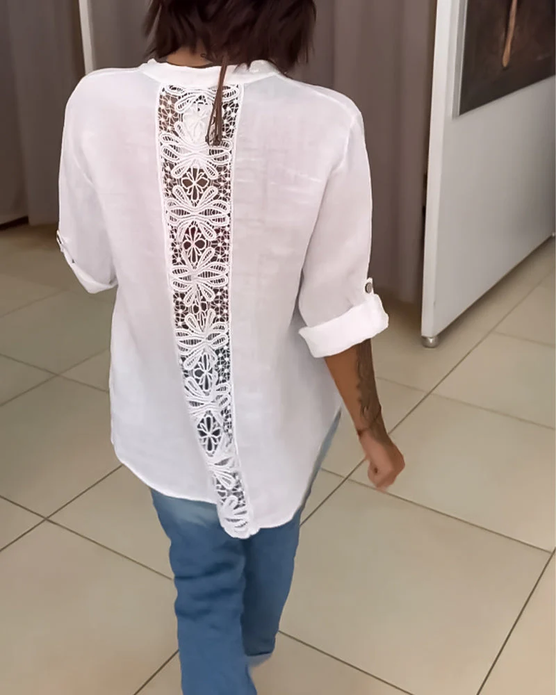 Pocket simple button solid color shirt - Image 6
