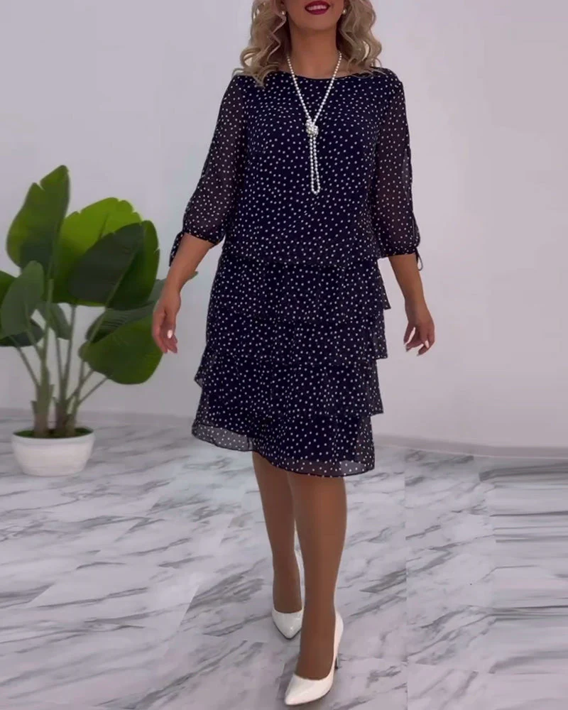 Polka Dot Print Layered Dress - Image 2