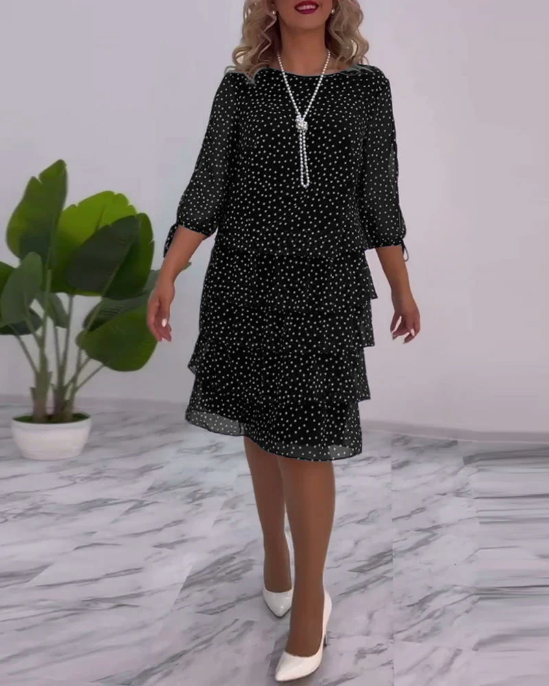 Polka Dot Print Layered Dress - Image 28