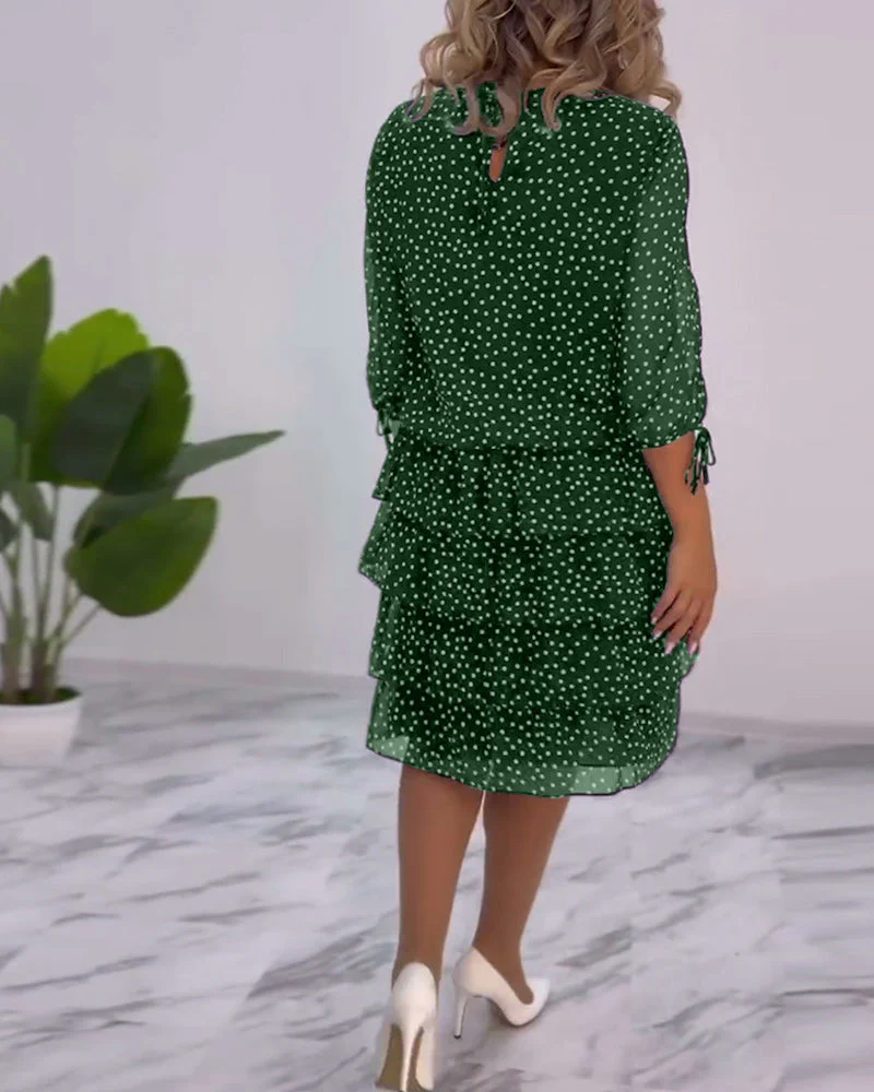 Polka Dot Print Layered Dress - Image 30