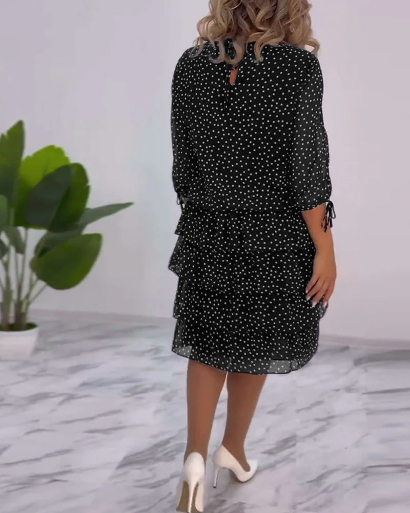 Polka Dot Print Layered Dress - Image 42