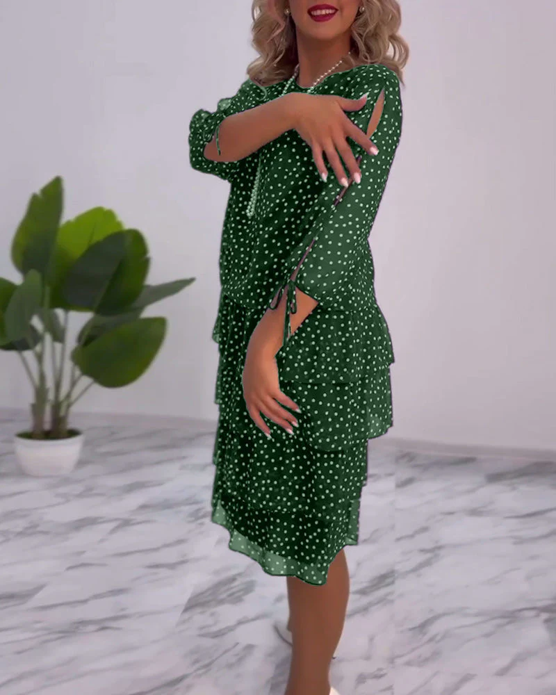 Polka Dot Print Layered Dress - Image 47