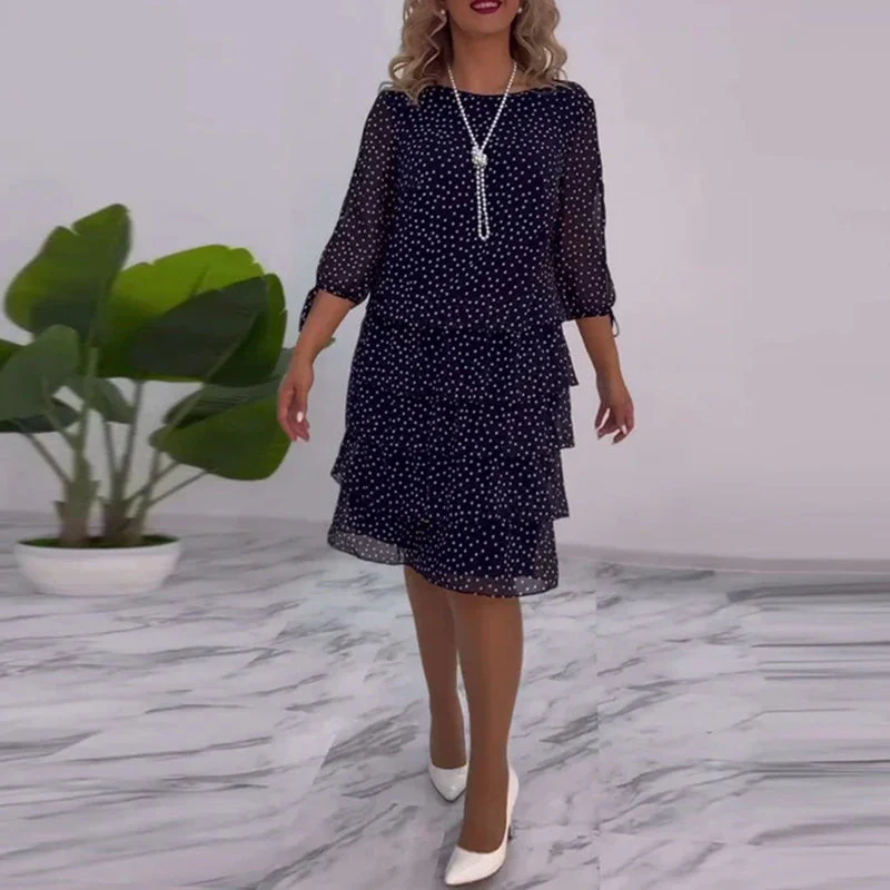 Polka Dot Print Layered Dress - Image 48