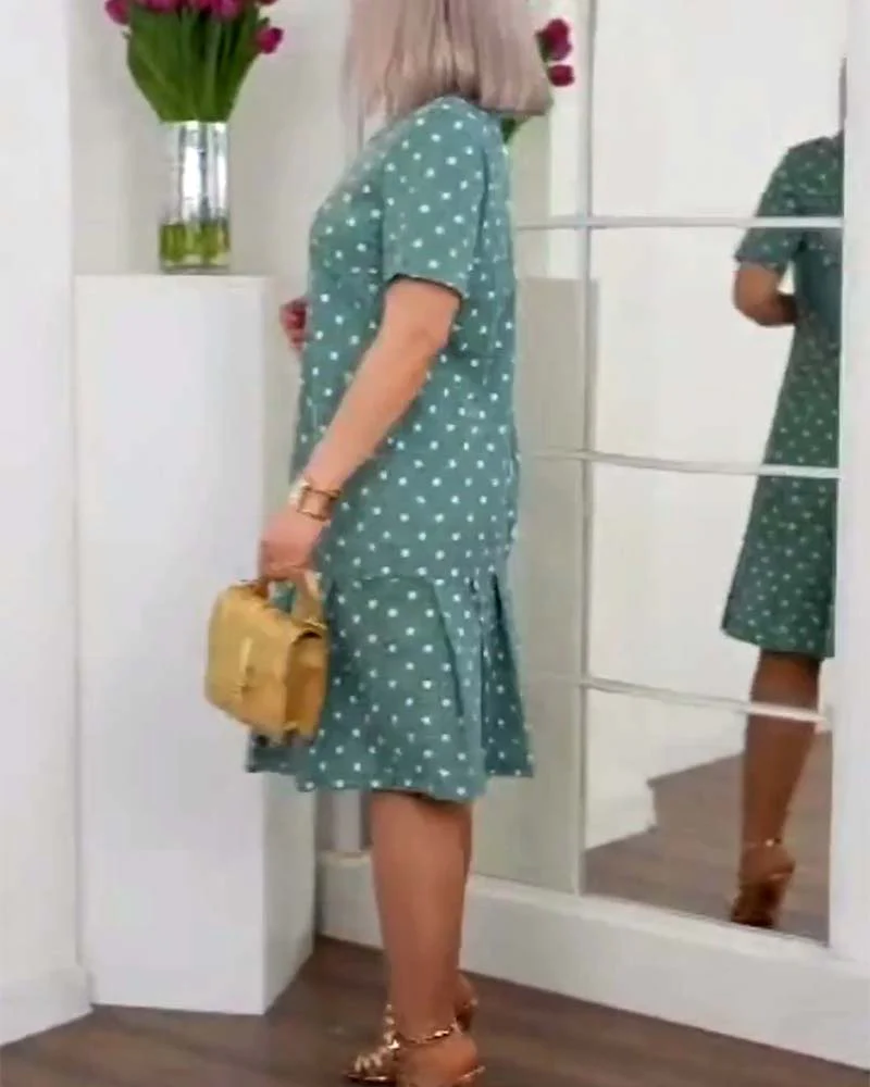 Polka dot print short sleeve casual dress - Image 25