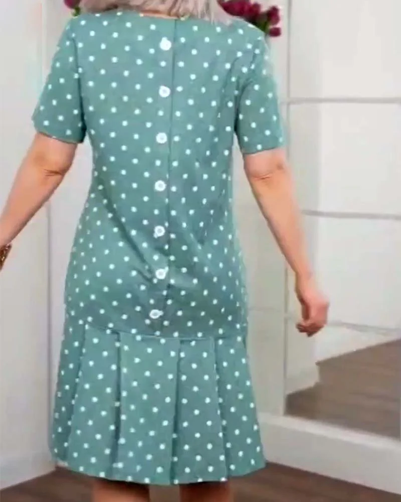 Polka dot print short sleeve casual dress - Image 38