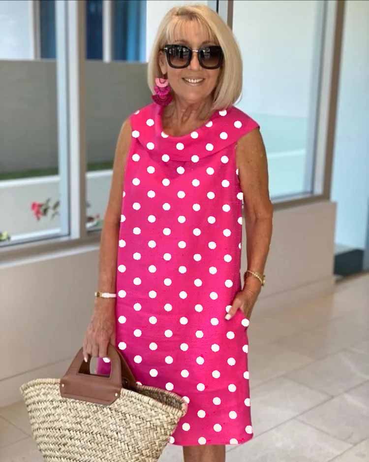 Polka Dot Sleeveless Dress - Image 2