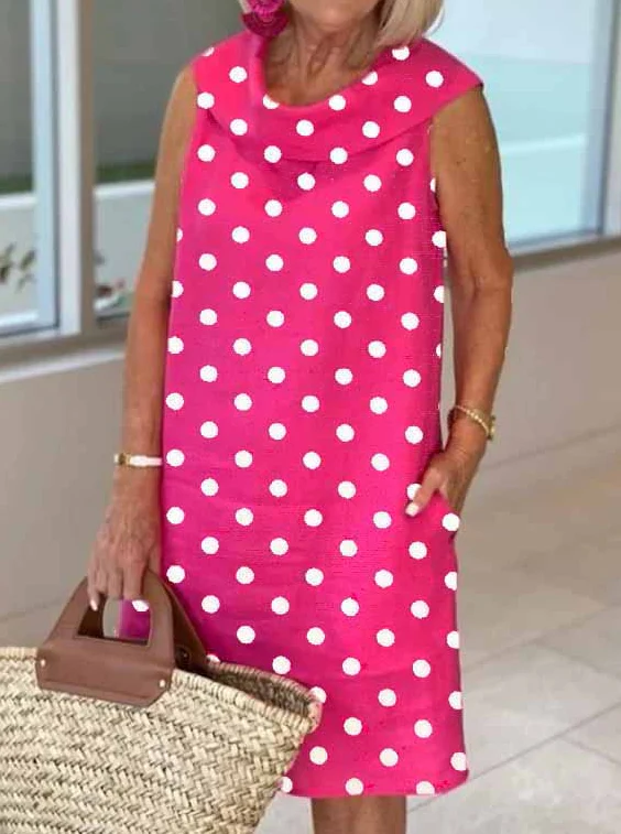 Polka Dot Sleeveless Dress - Image 4