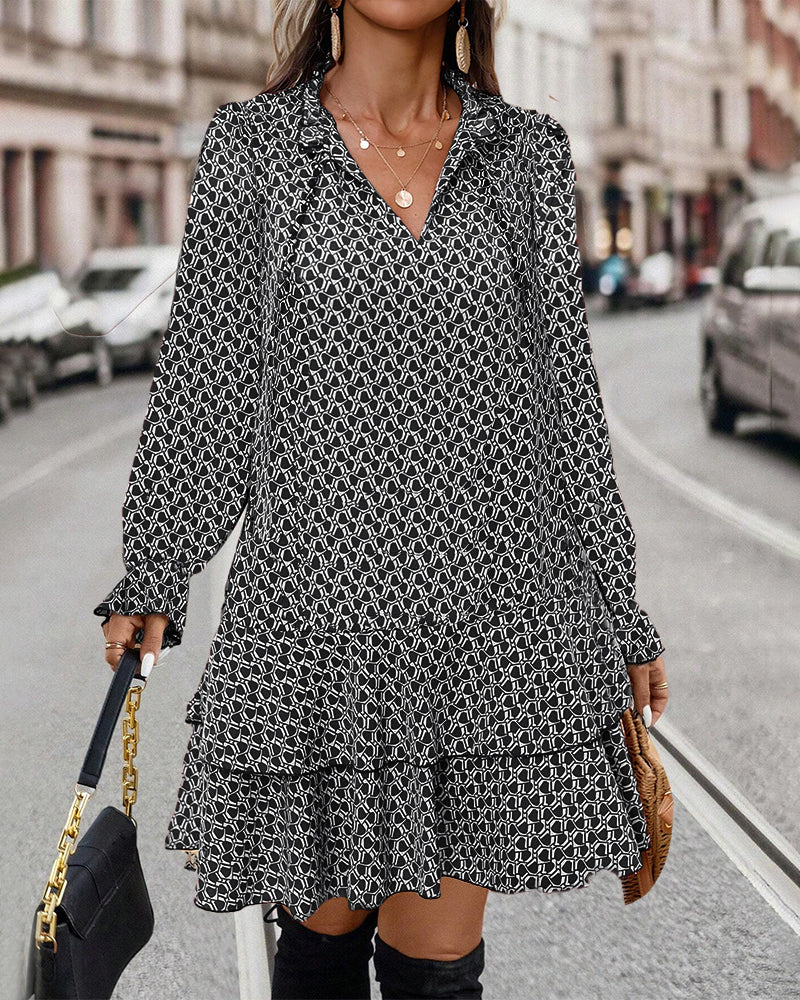 Print Long Sleeve Dress - Image 23
